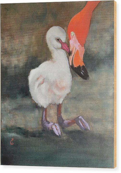 Mother Flamingo - Wood Print
